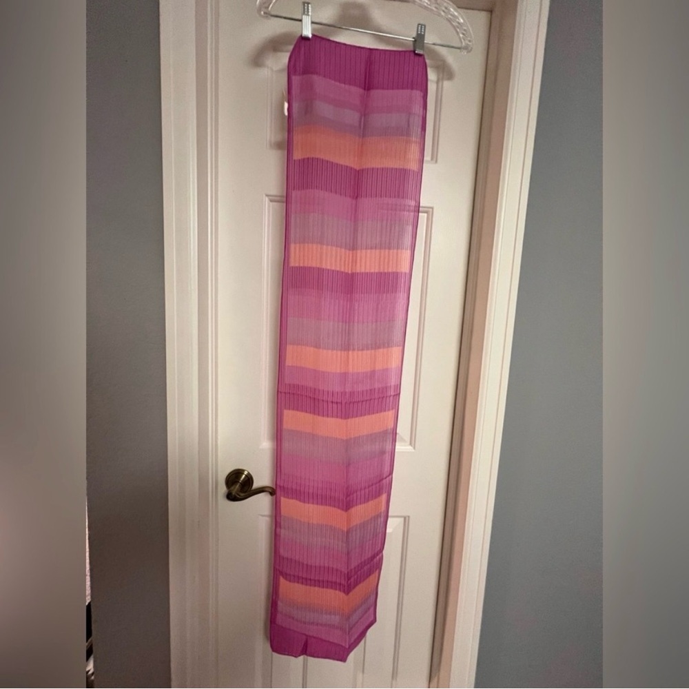 Pink and Orange Striped Scarf